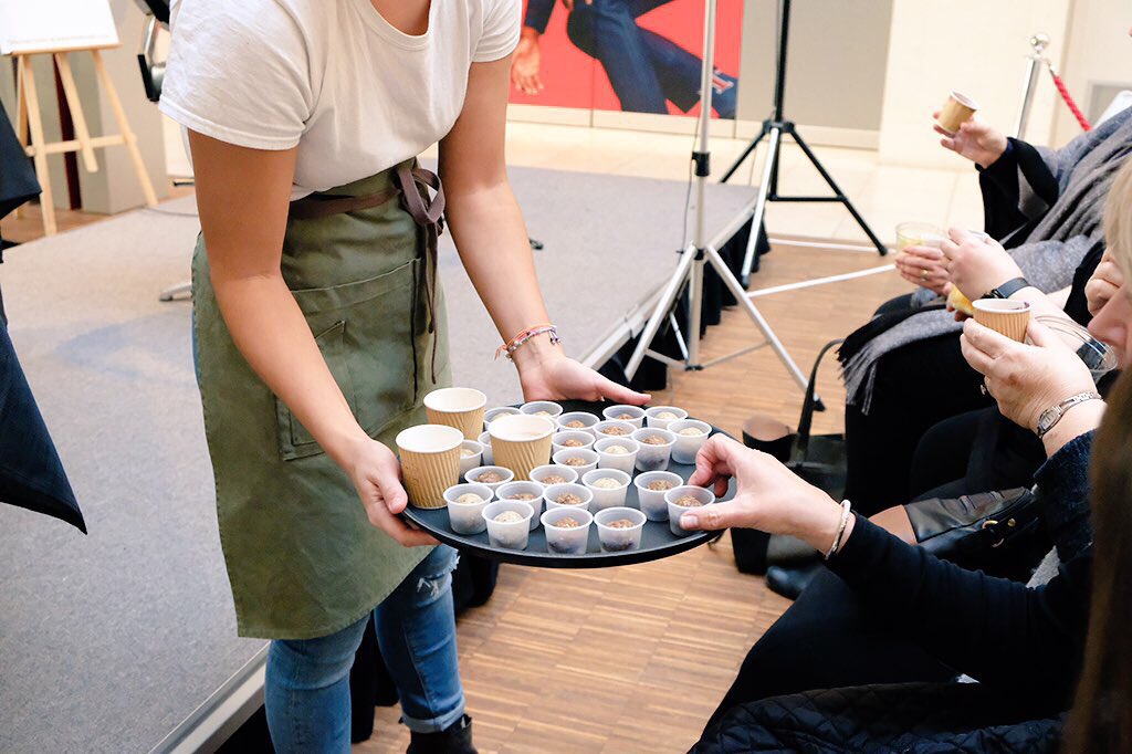 Delicious healthy snacks from <a href="/TomsKitchenDeli/">Tom's Kitchen Deli</a> at the Hair and Beauty event including fruit pots, protein balls and smoothies.