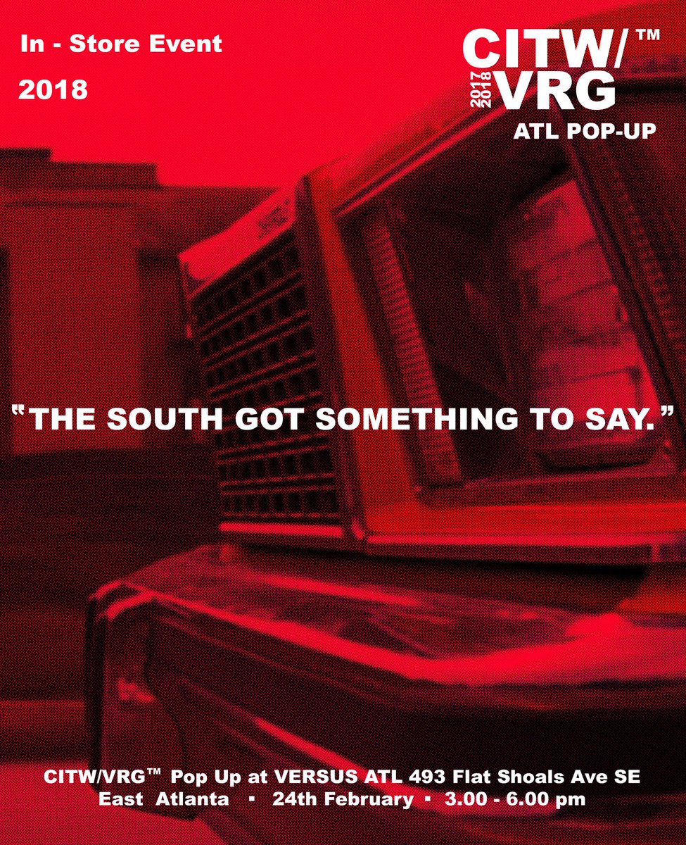 C.I.T.W X VRG Pop Up at VERSUS ATL “Feb 24” from 3-6pm ✊🏾 Sounds by @ChopRoss 🔮 Big Thanks to @VersusAtL 🙏🏾 #ATLPOPUP #CityInTheWoods #VeryRareGoods #VersusAtl #ChopRoss #EastAtlantaVillage #TooAtlanta #TheCity #Eastside #Westside #Soufside #Nawfside #PullUp