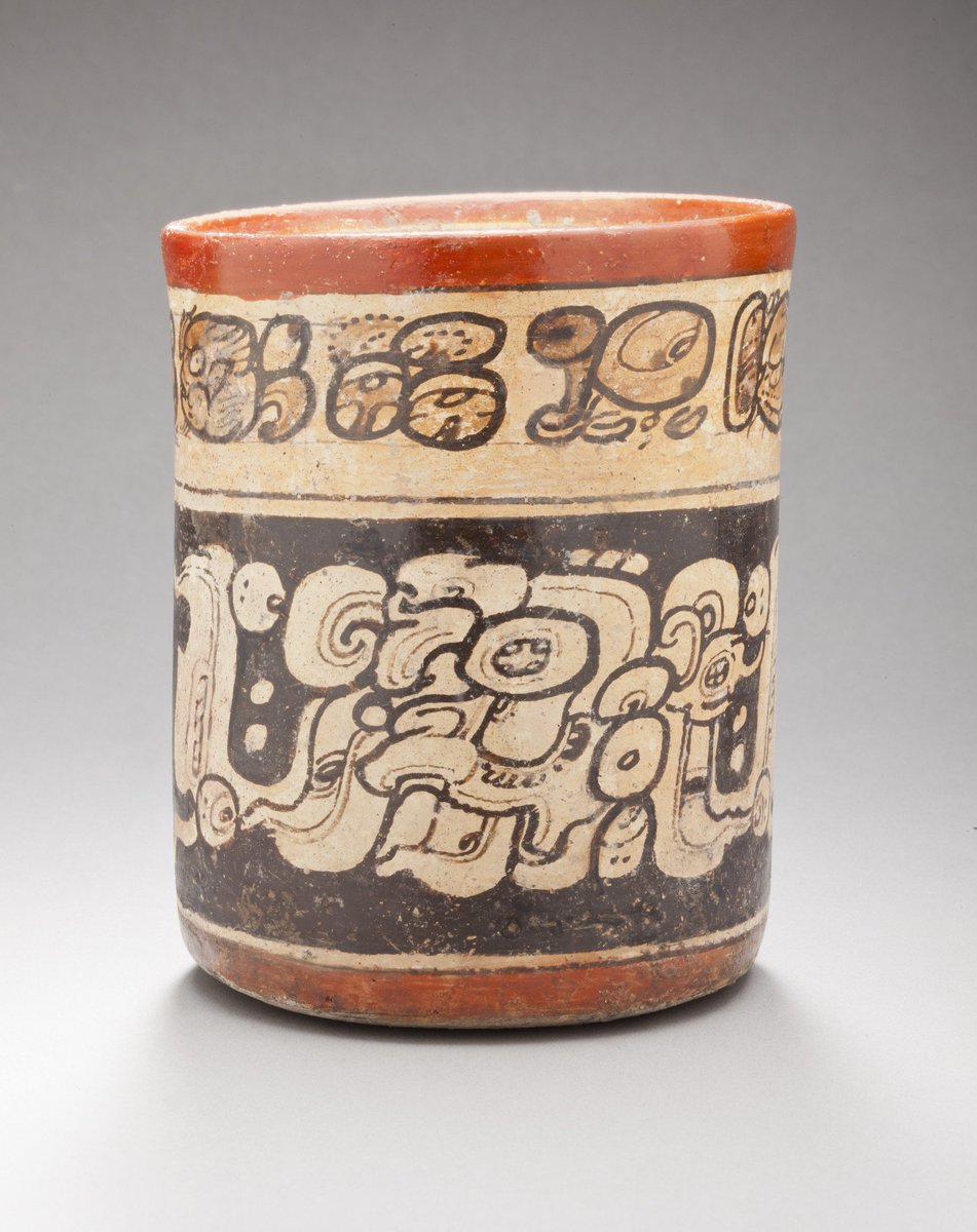AncientMayaLife's tweet photo. Next week's post: Codex-style vessels! These are vessels painted in a way that looks like the Postclassic codices. Below are images of codex-style vessels (all from LACMA (https://t.co/tagJPDlqQ7) and public domain, just give them credit!) #ancientMaya #codexstyle #vessels https://t.co/rEQWBwLzSI