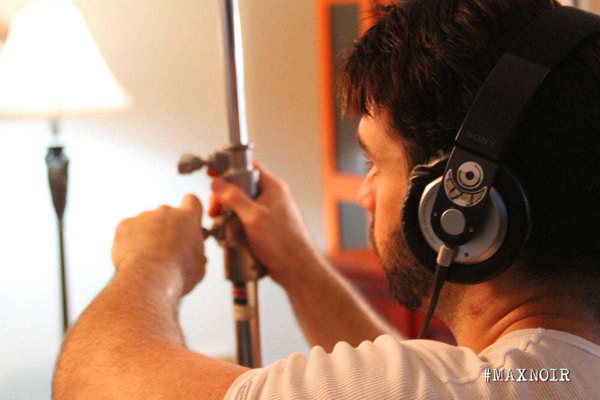 MaxNoirFilm's tweet photo. Versatility is his middle name. Alan Ferreira who plays Albert in #MaxNoir takes on double duty as boom mic operator in a  #BehindTheScenes look on the set of the  #MaxNoirFilm.  #TakeItToTheMax #indiefilm #SupportIndieFilm #filmnoir #FilmTwitter #NoirAlley #film #ComingSoon https://t.co/tZYOxigQrI