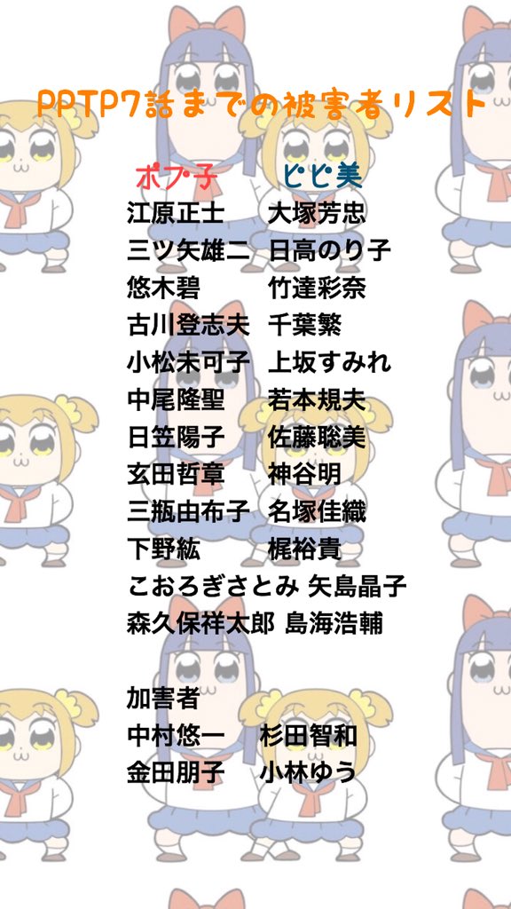 Twitter 上的 とらうとさぁもん 7話までの被害者リスト更新 ポプテピピック T Co Yeghfvyc1e Twitter