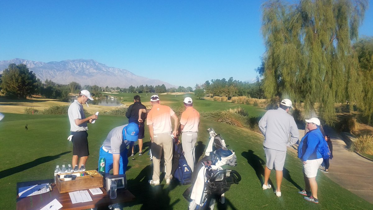 UTAMavsAD's tweet photo. Paul and Jake getting last second pointers from the coaches. UTA playing in 2nd set of t-times today after great rounds yesterday. Go Mavs and go low!! https://t.co/qdPeQgodJU