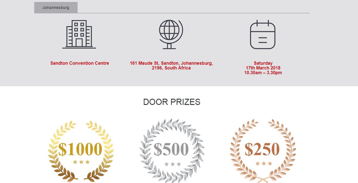 phelosilwanyana's tweet photo. Meet the Hotforex Team in Sandton Convention Centre.
Date: Saturday, 17 March 2018
Location: Sandton Convention Centre
Time: 10.30am to 3.30pm
#Johannesburg
#ForexIntroduction
#LuckyDraw
#Win
https://t.co/IqDmO6By9N https://t.co/WUW3dX4TM6