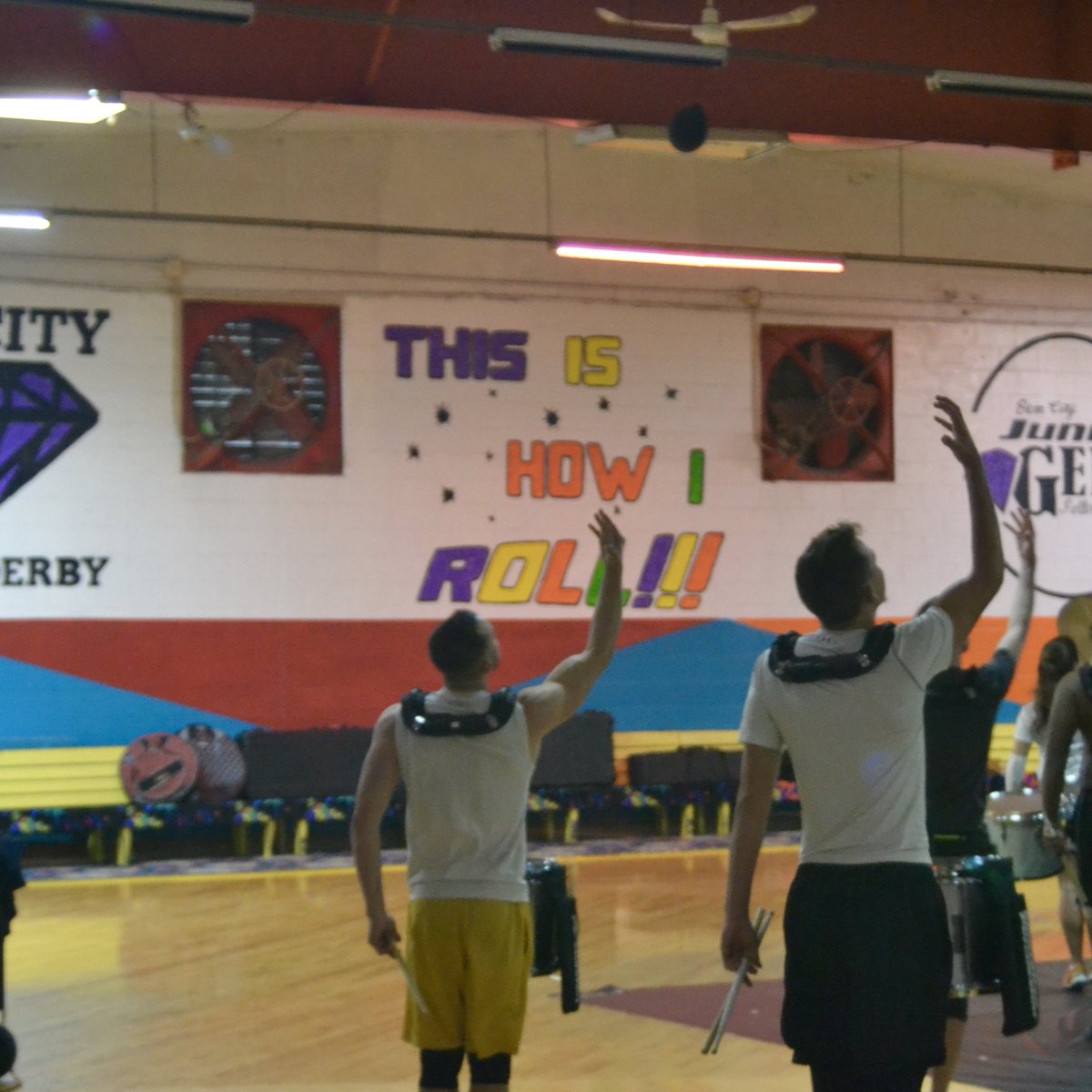 GMU_Drumline's tweet photo. How many ensembles do you know that rehearse in a roller rink? #TheMemoryArchive https://t.co/LBO20lIqsZ
