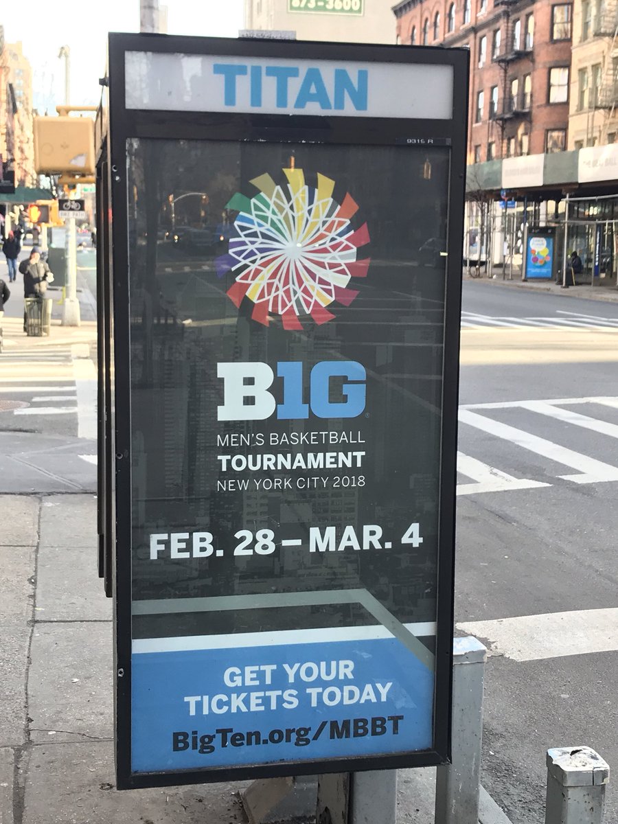 IlliniBoard's tweet photo. The Big Ten Tournament advertising on phone booths in Manhattan. Get excited! https://t.co/Bp5aHmJDpu