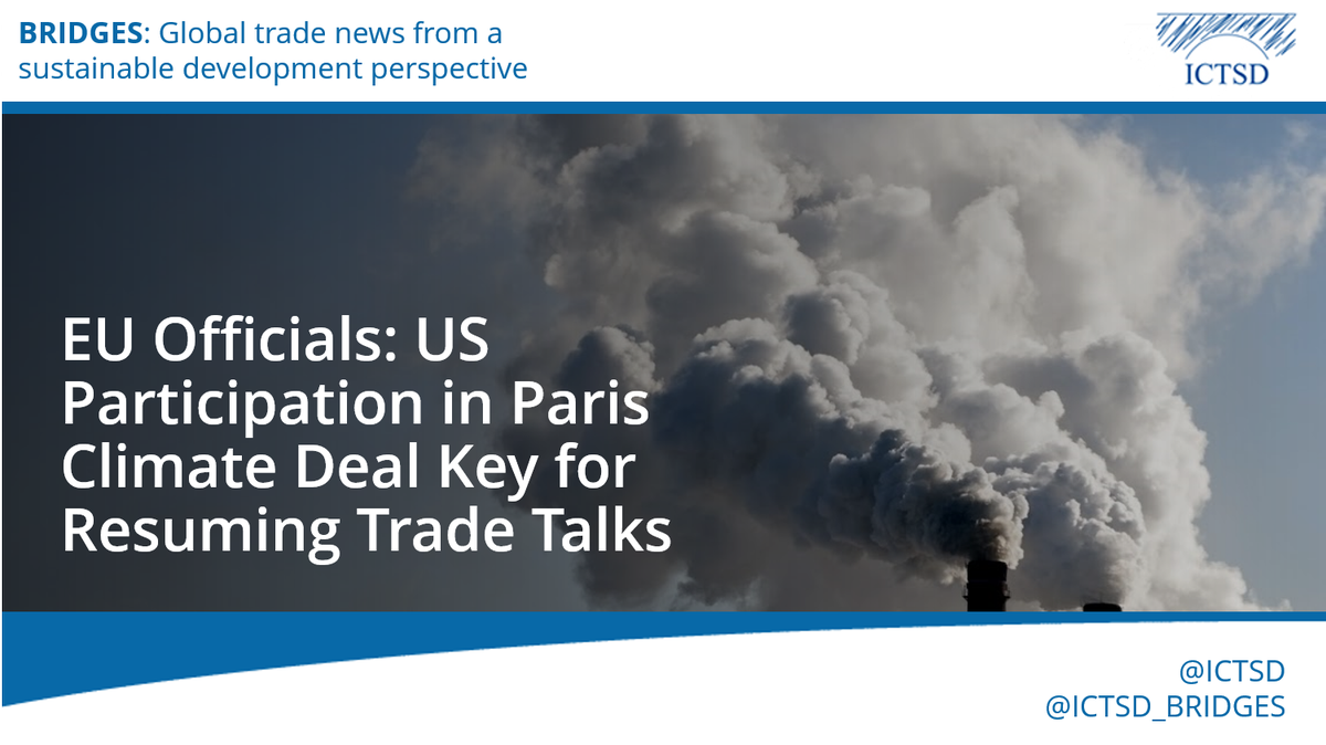 ICTSD's tweet photo. European Commissioner for Trade Cecilia Malmström has highlighted references to the #ParisAgreement in recent EU agreements and in planned ones: https://t.co/Xppkh4BWja https://t.co/LEY02fS05l