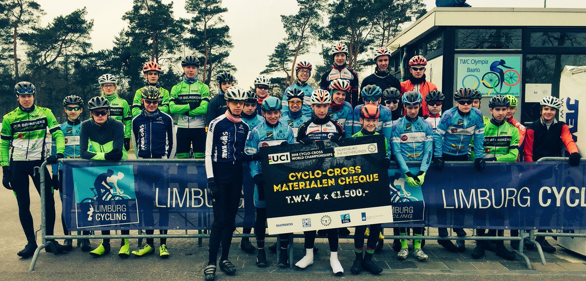 Vandaag ontvingen 4 Limburgse wielerverenigingen van het WK Cyclo-cross 2018 elk een cheque van €1.500 voor cyclo-cross fietsen voor de jeugd #limburg2018 #legacy