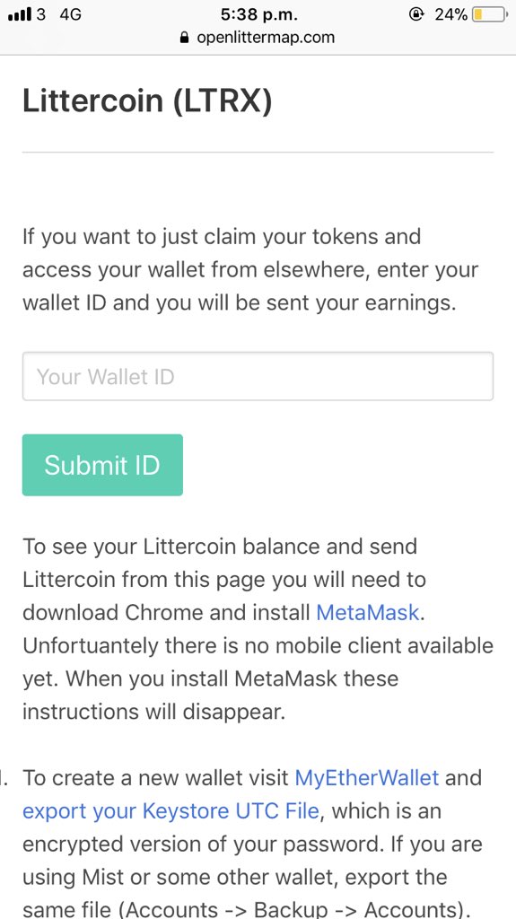 littercoin's tweet photo. To claim any #littercoin that you are owed simply enter your wallet ID and thatβs it! You may optionally install @metamask_io to view your balance and send Littercoin from this page. Mining tokens just got easier! #eth4oceans #PlasticPollution #Litter #GeoBlockchain #Blockchain https://t.co/324prnJZ5s