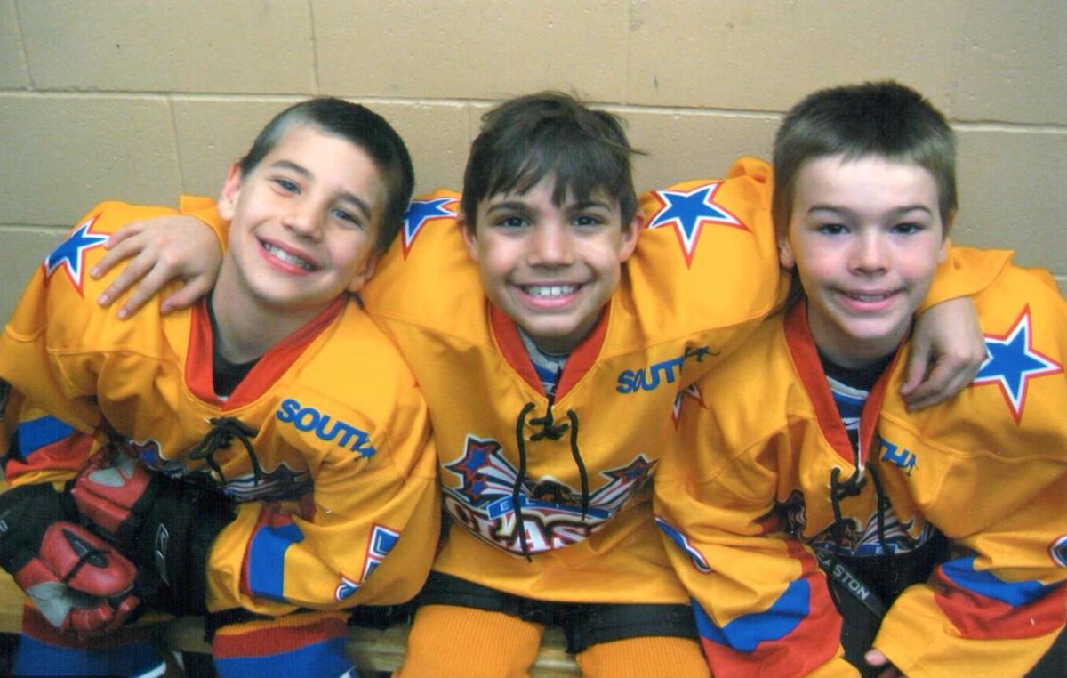 14 years ago these 3 preschoolers enter school @ Guardian Angels Catholic School , started mini mite hockey @ Chaska Chanhassen together, today they play for 3 different HS in their last regular season games  <a href="/tj_truso/">TJ Truso</a> <a href="/andrewhicks99/">Andrew Hicks</a>  <a href="/almauist/">Ben Almquist</a>   #foreverafamily