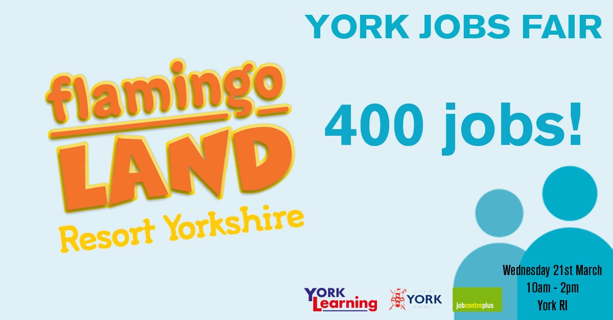 Our friends at @flamingolanduk   are recruiting for the summer season and have over 400 jobs on offer. Come and speak to them - there's more to running a theme park than you might expect! #yorkjobsfair #flamingoland #themeparkjobs #resortjobs #york