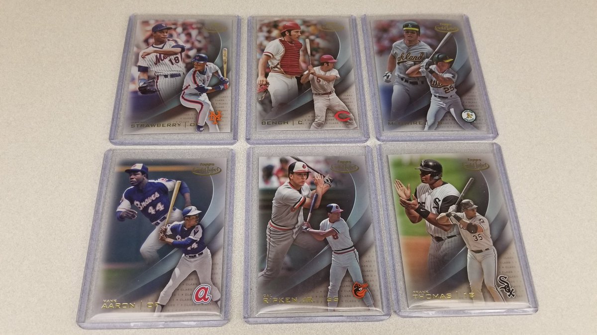 MLB's tweet image. Ripken. Bo. Stan. Griffey. Mays. Hank.

RT for your chance to win all 26 of these @Topps Gold Label legends. #MLBCards
