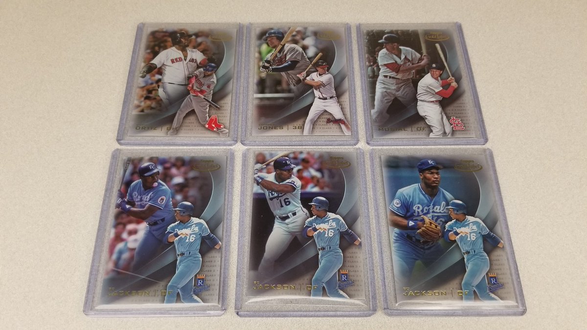 MLB's tweet image. Ripken. Bo. Stan. Griffey. Mays. Hank.

RT for your chance to win all 26 of these @Topps Gold Label legends. #MLBCards