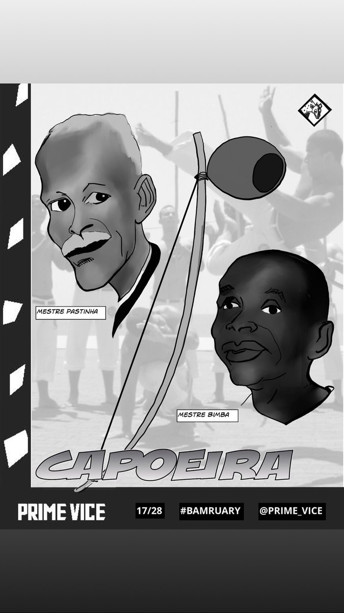 prime_vice's tweet photo. 17/28 for #bamruary - Capoeira featuring legendary masters Mestre Pastinha & Mestre Bimba. #axecapoeira in the background. Bio by @ananyavahal. Created on @comicdrawapp #mestrebimba #mestrepastinha #capoeiraangola #capoeiraregional https://t.co/vhq6aI7QKT