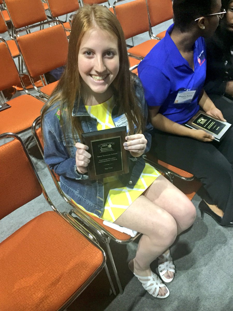 WEHSEducation's tweet photo. Congrats to @karalineklakamp for qualifying for Nationals!  You make us proud! #backtobackqualifier #tafetogether #wehstafe #nattys #goingtodisney #edrising https://t.co/L2cp9syi4d