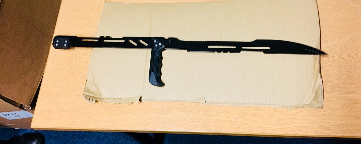 EttingshallWMP's tweet photo. Team have just recovered this item after a call from a concerned member of the public. Please retweet to share the awareness of how knives have such a devastating impact on our communities. Suspect someone carrying? #letsusknow #knifecrime https://t.co/3Zym5qUcK9