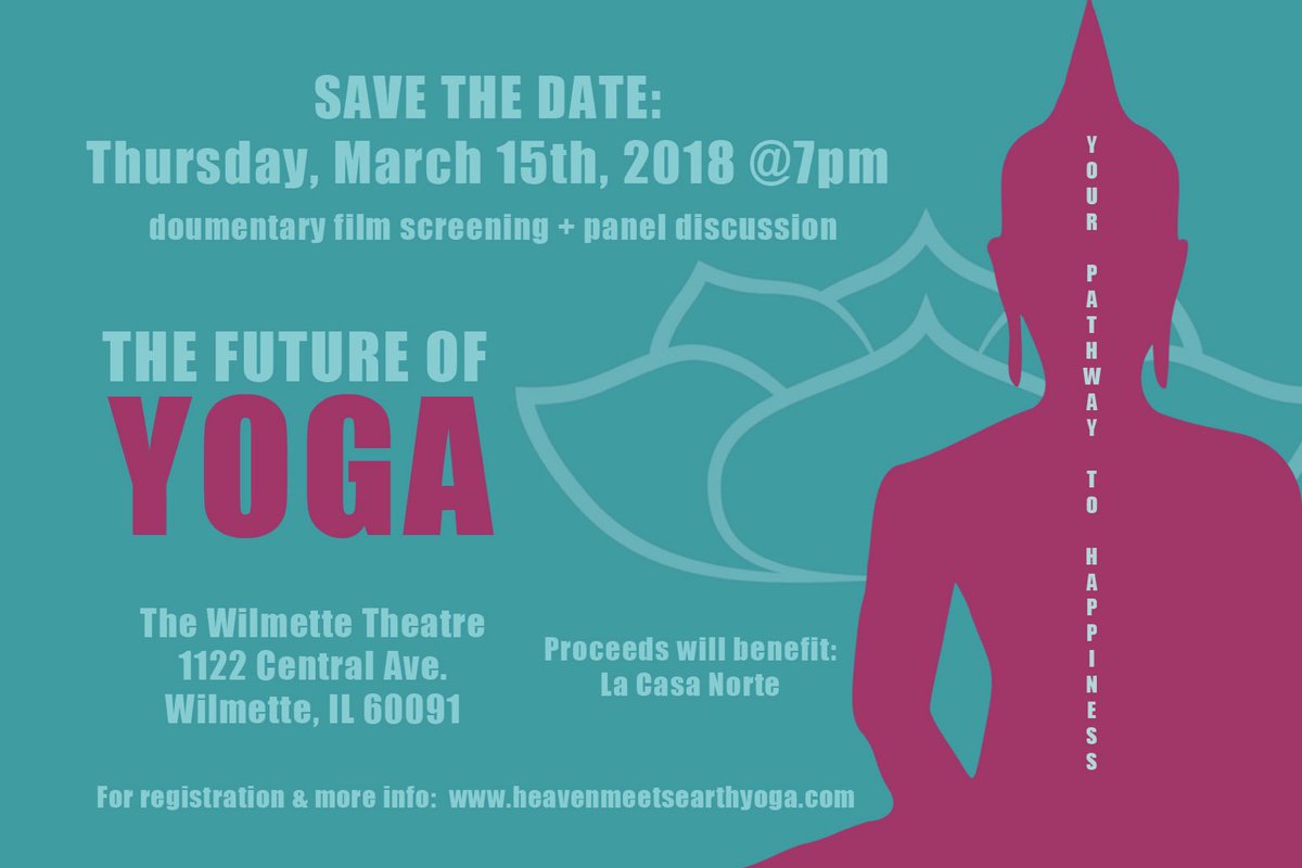 Lisayogagirl's tweet image. The Future of Yoga: Your Pathway to Happiness film screening and panel discussion Thursday, March 15 at 7p.m