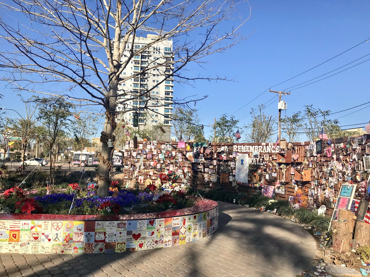 Jackaaaaayyy's tweet photo. Took a big step forward in this healing process yesterday. The man who watches after it everyday told me he’s met about 3,000 survivors so far. It brought tears to my eyes walking around here. Such a beautifully put together memorial.🧡 #VegasStrong #route91 https://t.co/vOkLncWfKu