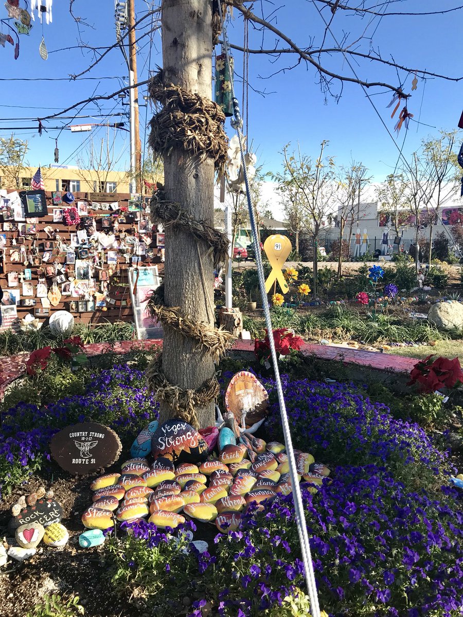 Jackaaaaayyy's tweet photo. Took a big step forward in this healing process yesterday. The man who watches after it everyday told me he’s met about 3,000 survivors so far. It brought tears to my eyes walking around here. Such a beautifully put together memorial.🧡 #VegasStrong #route91 https://t.co/vOkLncWfKu