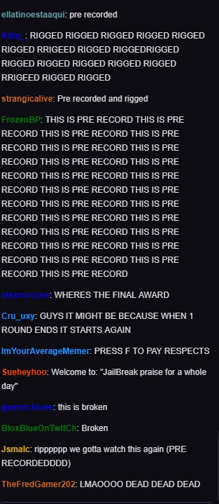 MrsEnjolras's tweet photo. THE CHAT IS SUCH A MOOD RIGHT NOW #bloxyawards #roblox https://t.co/Gj7Wll72mR