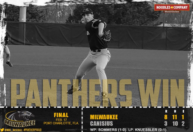MKE_Baseball's tweet photo. Great day for the Panthers!

Jake Sommers
-Win, 8 K

Tyler Border
-2 hits/4 RBI

Ben Chally
-3-for-5/2 R/2 RBI https://t.co/BYyU1Z7Lva