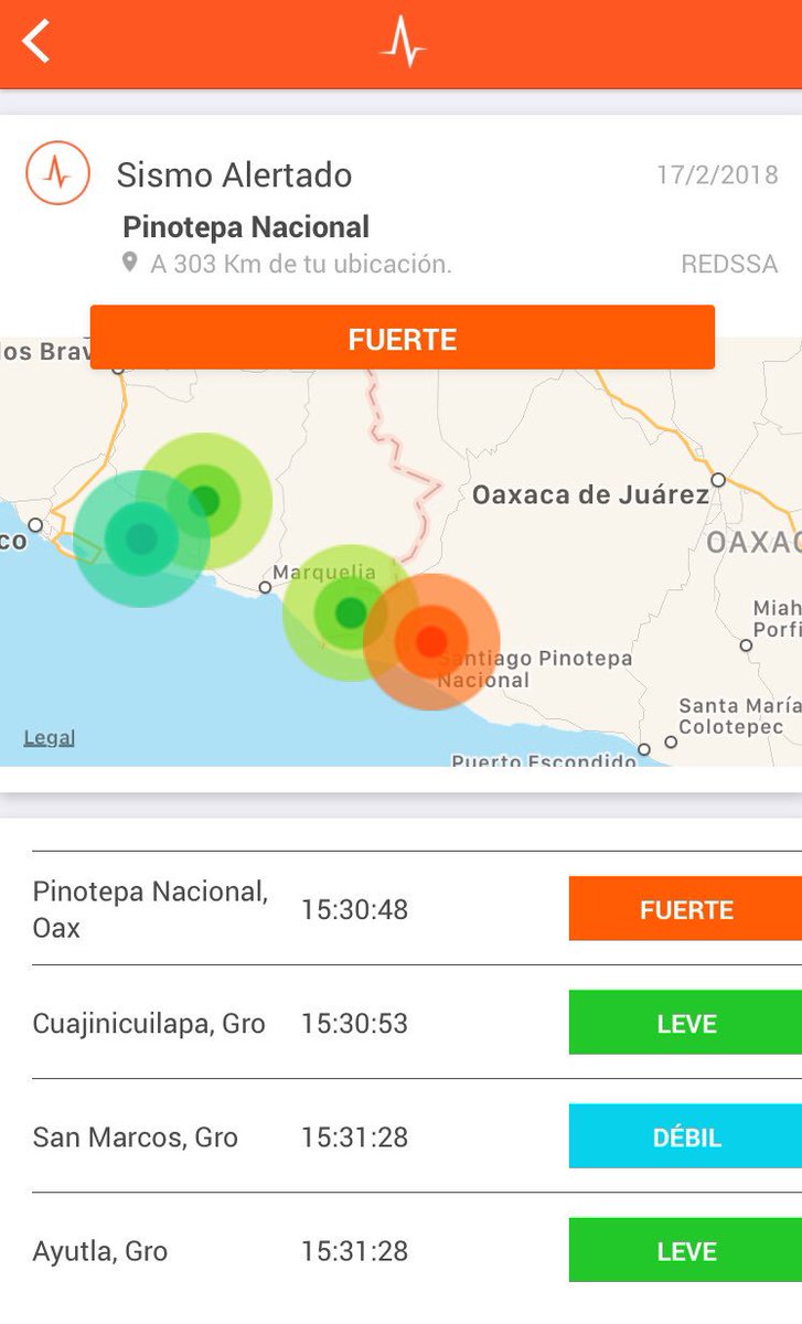 SkyAlertMx's tweet photo. Réplica de intensidad «fuerte» en la zona de Pinotepa Nacional, Oaxaca. https://t.co/pFXqmUILoE
