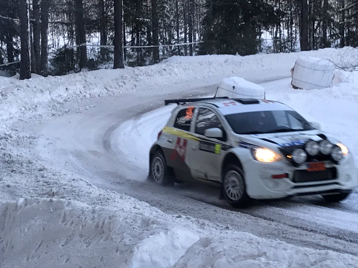 MitsubishiR5's tweet photo. Our other three crews: Robert Blomberg/Lars Andersson, Joachim Carlstrom/Jorgen Norman &amp; Sune Larsson/Hakan Oddshammer all made it through today's eight stages   which means our 4 #Mirages hold now the top 4 positions in the Nat4 class @RallySweden https://t.co/Kg79emxQrE
