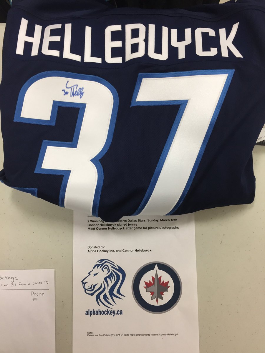 ramonasreach's tweet photo. Come bid and win this awesome package that includes signed jersey, game tix and meet Hellebuyck #ramonasreach #hellebuyck https://t.co/3PWL2LAc6U
