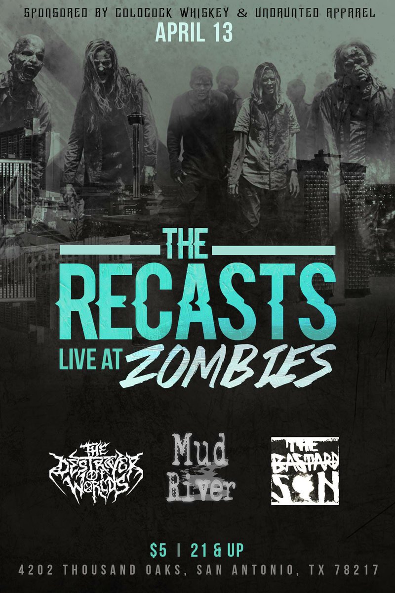 TheRecastsBand's tweet image. Zombies may have to repair the roof when this lineup is done! 

#zombies #coldcock #coldcockwhiskey #metal #therecasts #undaunted #rockout #musicislife #epiclineup #bloddyears