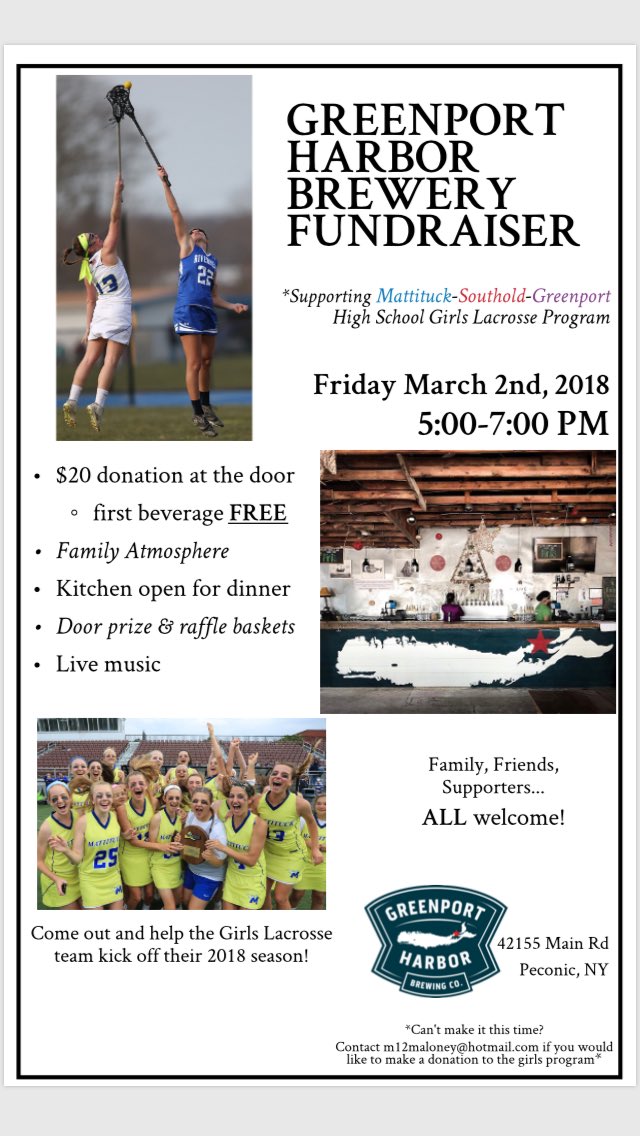 mattituckGLAX's tweet photo. Come out and support the Girls Lacrosse Program on Friday March 2nd. Come together to kick off our 2018 season. We appreciate any support. https://t.co/fiWT11Wkqc