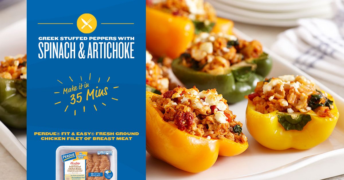 FreeStuff4Jen's tweet image. Give these @PerdueCrew Greek stuffed peppers with spinach and artichoke a try. You won’t regret it! #Promotion  - sot.ag/7kPkf