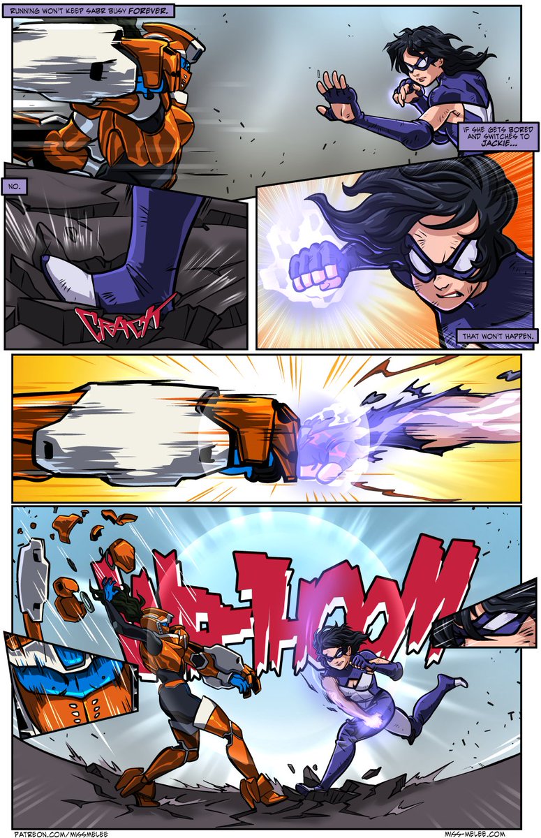 L_Abomination's tweet image. I have so much more to learn in regards to comic craft, but I&apos;m happy I managed to produce many of my favorite pages in the Issue 5 run of Miss Melee. I hope to make even more strides this year. #sequentialsaturday