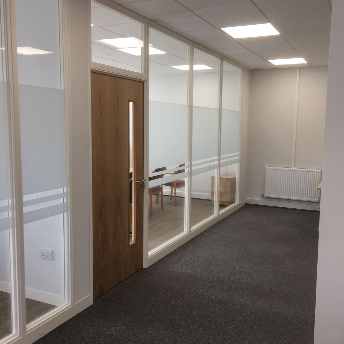 New <a href="/Knauf_AMF/">Knauf AMF Plafonds</a> Topiq VT24 ceilings and <a href="/librasys/">Libra Systems</a> partitions at Kingfisher House, Gateshead for G.R.Contractors Ltd