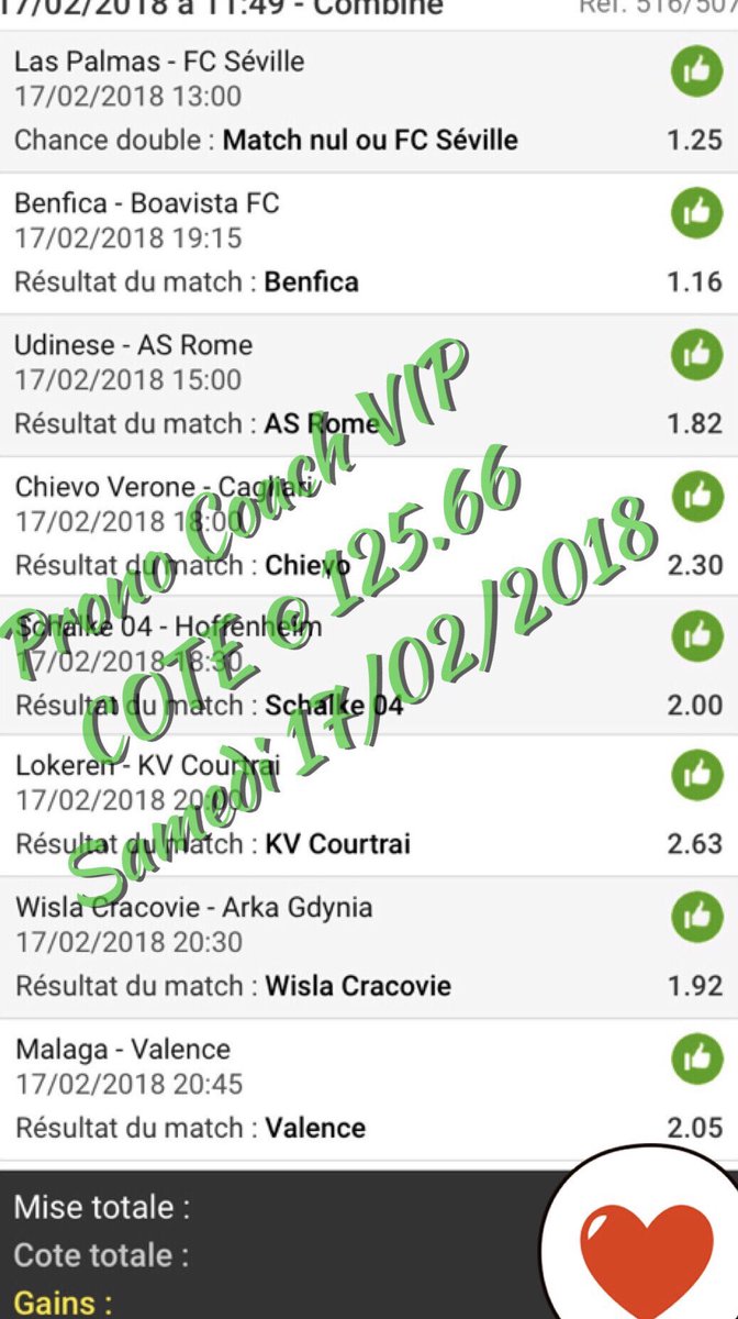 Pronocoach1's tweet photo. PRONO COACH VIP

FOOT @ 125.66 ✅

Tous nos MISSILES sont disponibles uniquement sur notre VIP ➖ @pronocoachVIP ➖

#ParionsSport #TeamParieur #MortalCombo https://t.co/AaiFPmzDye