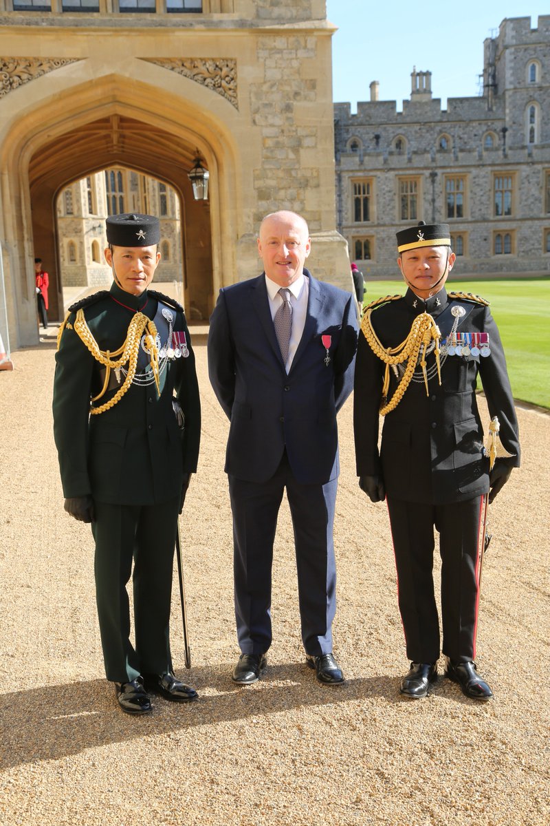 Thanks for the kind words, here is a picture as promised. Very proud to have one taken at Windsor with the two Gurkha Officers who escorted the Queen. The Gurkhas started attending investitures in 1876. Those who have visited Nepal will know, you will not meet nicer people.