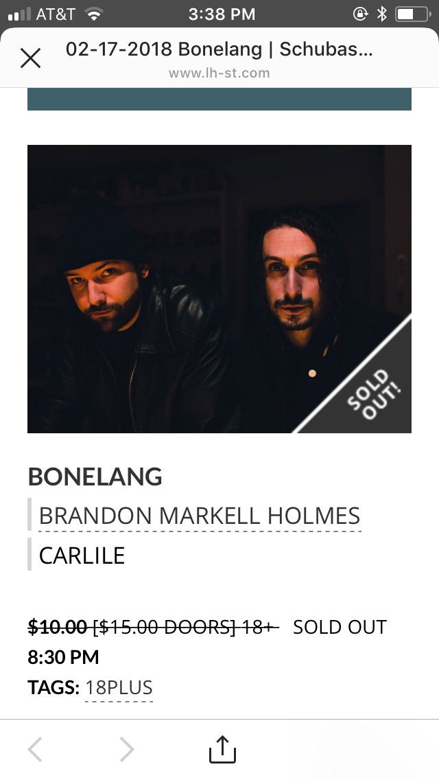 Bonelang's tweet photo. Tonight’s performance has officially sold out. However, I presume a few tix will open up at the door. https://t.co/kHqogwFGHd