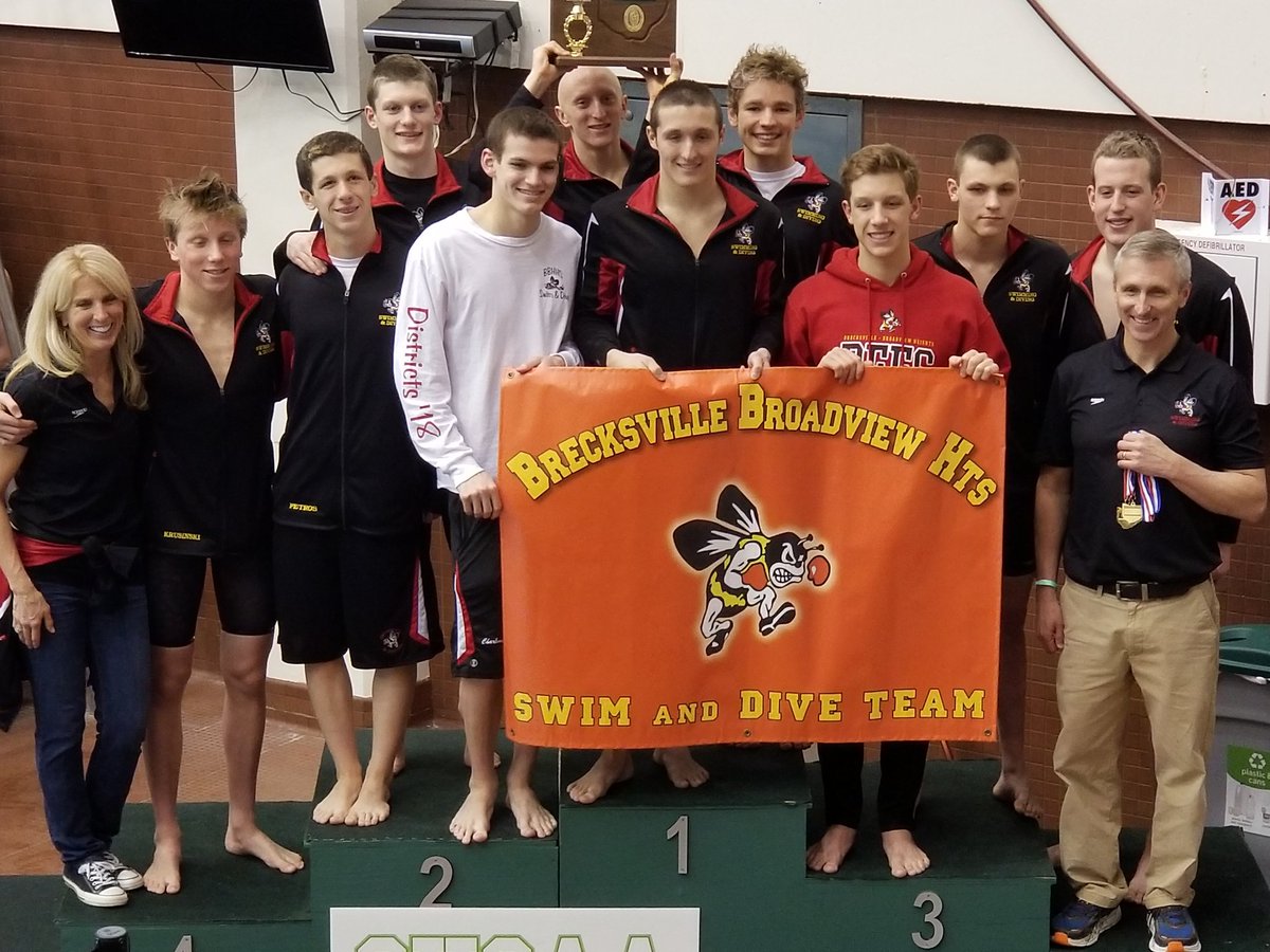 The 2018 Boys District Swim Champions, YOUR BRECKSVILLE-BROADVIEW HEIGHTS BEES!!  Great job, Gentlemen!!