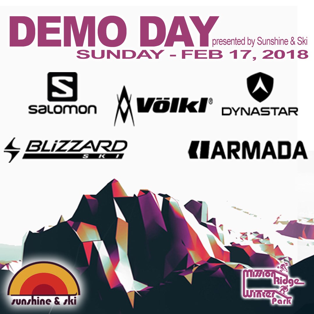 Head to the ridge tomorrow for Demo Days courtesy of <a href="/SunshineandSki/">Sunshine & Ski</a> !  Brand new 2018/2019 models. Sunday Feb 18, 2018. #ridetheridge #shoplocal #skilocal