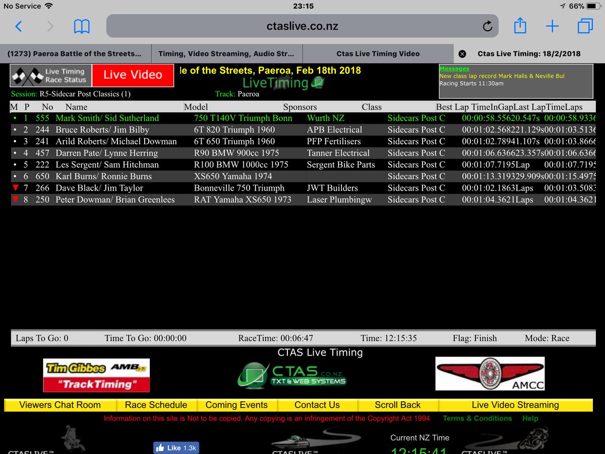 MarkDennis2's tweet photo. Post classic Sidecars Race one #Paeroa #battleofthestreets https://t.co/DFLajRQqgs