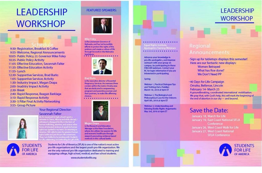 CUProLife's tweet image. On Feb. 24 @Students4LifeHQ will be hosting a workshop on Creighton’s Campus! Don’t miss out! 

Link: prolifeamerica.org/omaha-leadersh…