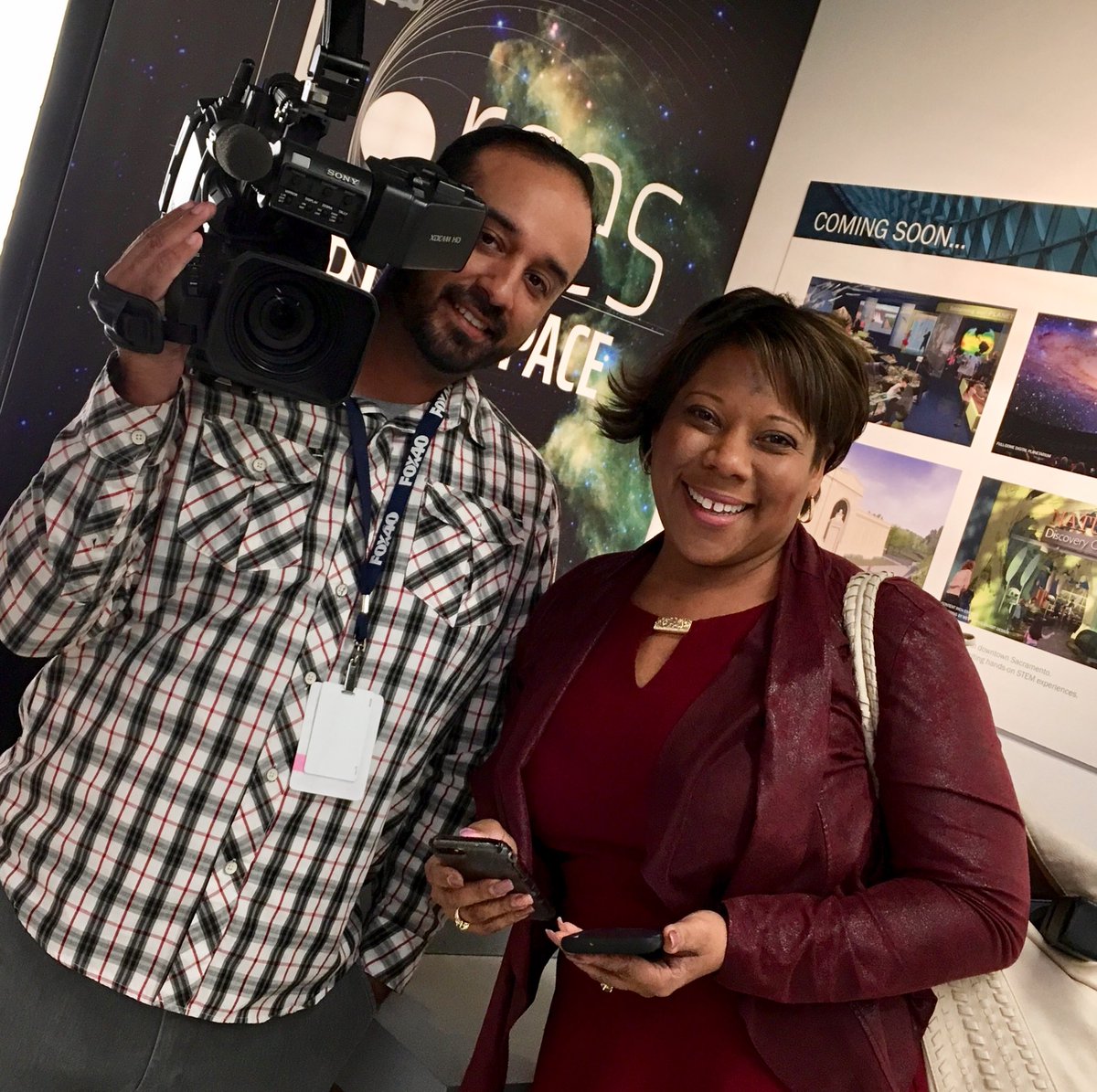 SMUD_MOSAC's tweet photo. Thanks for visiting #powerhousesciencecenter this week, @tonsalltv! Hope to see your smiling, @FOX40 faces again soon! https://t.co/cjZDdjaroD