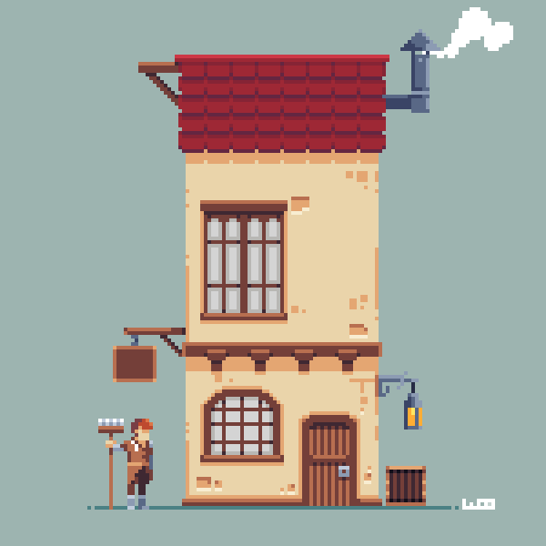 dale_the_cooper's tweet photo. More practise doing buildings. Struggled with the roof tiles.
#pixelart #gameart #gamedev #indiedev #digitalart by #MakeGoodGames https://t.co/XMjtXcF3ep