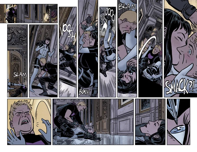 #sequentialsaturday  is such a great idea! Here's one of my favorite sequences from #Hawkeye 14. Written by @79SemiFinalist  and awesome colors by @whoajordie 