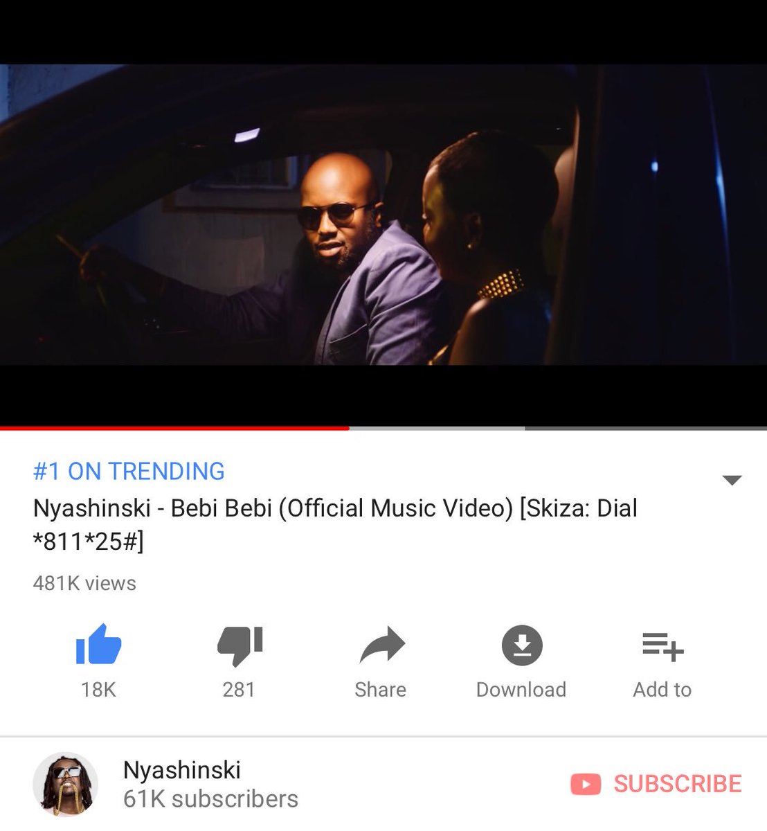RealShinski's tweet photo. Have you checked out the no.1 trending video in Kenya? 🇰🇪 Bebi Bebi 🔥🔥🔥🔥🔥 Keep watching, liking, subscribing, commenting and sharing. #bebibebi timeless! https://t.co/88ZY2o3hKr
