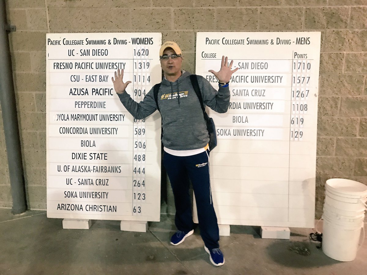 UCSDSwim's tweet photo. Final scores tonight, both Men &amp; Women took 🥇🔱 at Conference 2018, making it 10 in a row &amp; Marko is excited!👊 @UCSDSwimDive @UCSDtritons #tritons https://t.co/JOAISsZ6rp