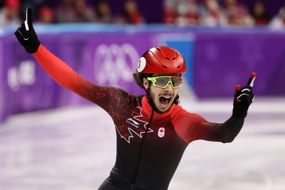 2018OlympicsKOR's tweet photo. #OurTeam2018
Another Gold For The Canadian Olympic Tree 🌲 
Canada’s Samuel Girard wins gold medal in 1,000 metre speedskating. https://t.co/NI0KLBnDgV