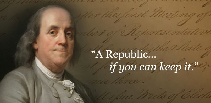 Byron Auguste on Twitter: &quot;&quot;A Republic ... if you can keep it&quot;. - Benjamin  Franklin, July 1776 https://t.co/76xlpAqIk4&quot; / Twitter