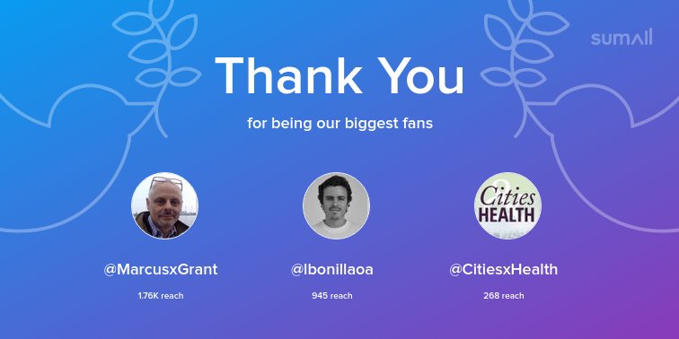 JulietBraslow's tweet photo. Our biggest fans this week: @MarcusxGrant, @lbonillaoa, @CitiesxHealth. Thank you! via https://t.co/YaKUkS1soc https://t.co/HjVCMNkjxg