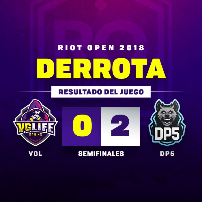 vglifegaming's tweet photo. Derrota vs #DP5Gaming A corregir errores y seguir avanzando en las siguientes rondas #RiotOpen2018 https://t.co/pc0wV7G3gi