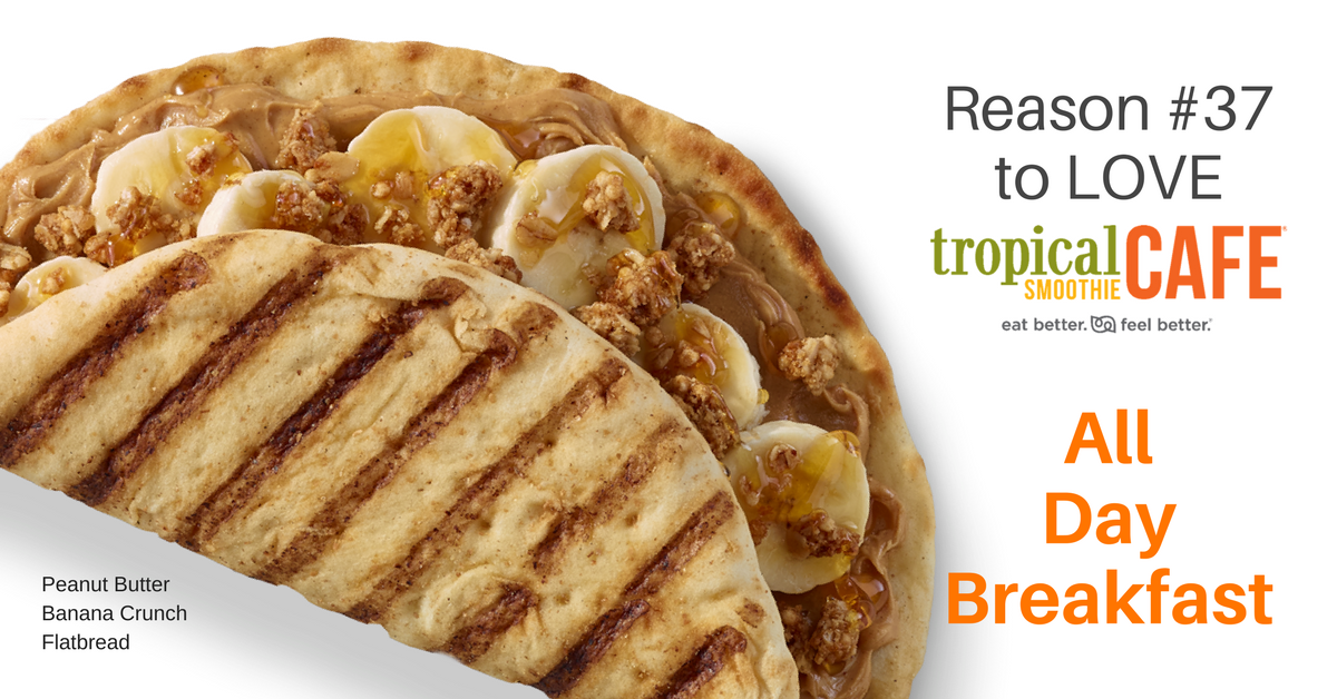 TSCOntheGo's tweet photo. Reason #37 to love Tropical Smoothie Cafe: All Day Breakfast! #EatBetterFeelBetter #NotJustSmoothies https://t.co/wdk47khbWv