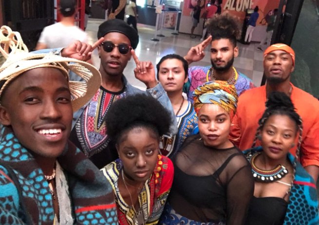 THR's tweet photo. #BlackPanther: Fans around the country dressed for opening weekend https://t.co/Ls4m4Wvq47 #WakandaForever https://t.co/aaCk0VAe8T